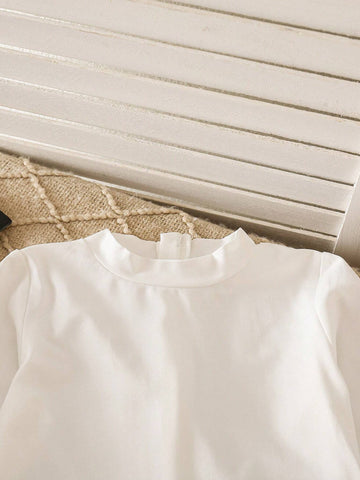 Cute Solid Color Casual Rompers For Young Girl, Stretchy Breathable Fabric, Simple Yet Stylish Design, Suitable For Commute And Daily Wear, Autumn/Winter