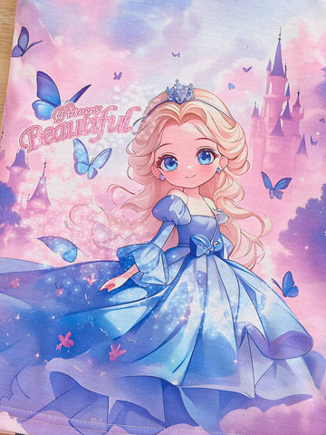 Cute Sweet Girl Butterfly Print Cap Sleeve Princess Dress