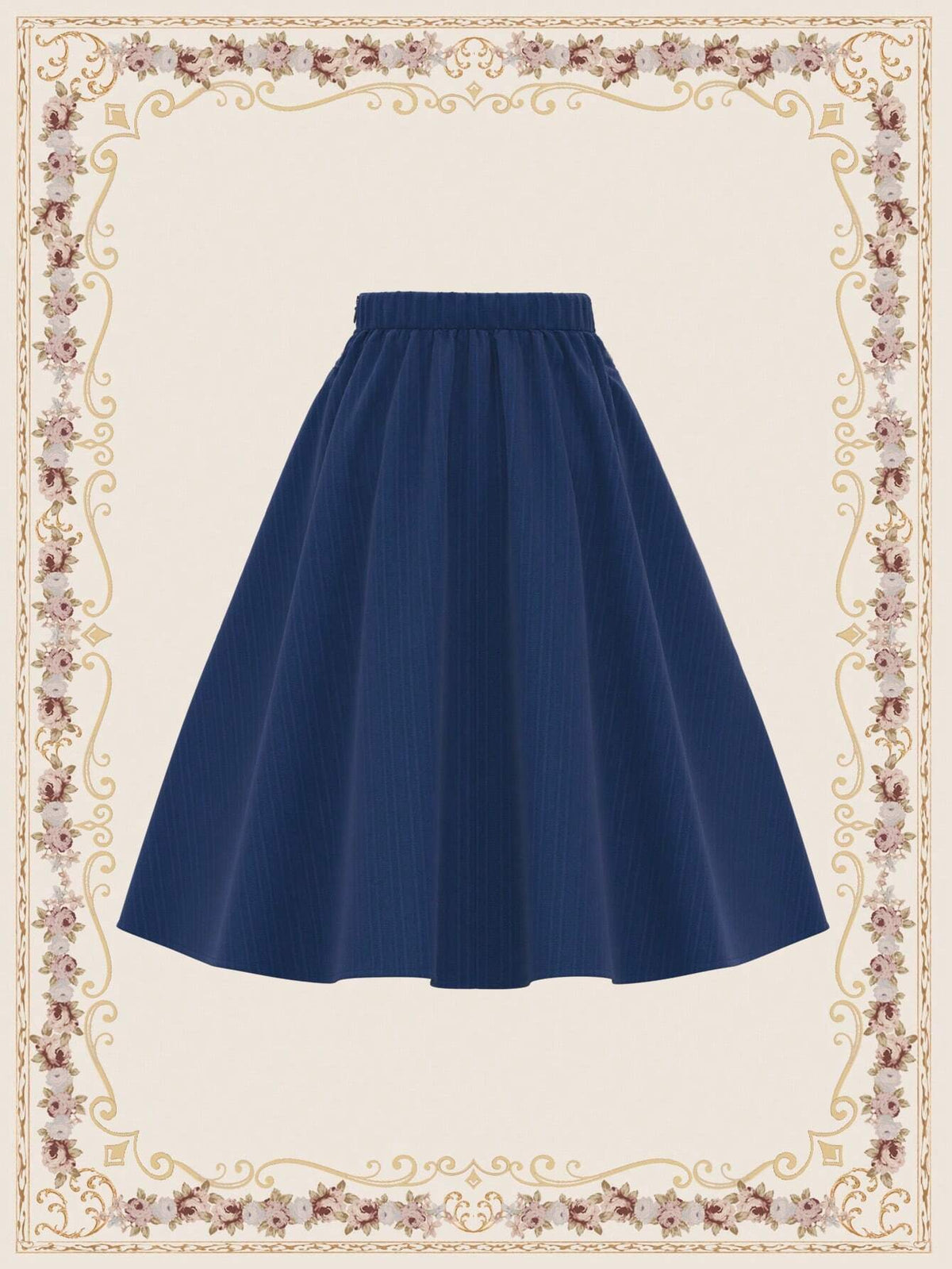 DECDS Vintage Elegant Women's A-Line Skirt, Spring/Summer, Loose Striped Texture Jacquard Vacation Skirt With Blue Reflective Pocket