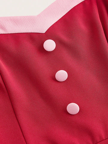 Women'S Colorblock Belted Strap Jumpsuit