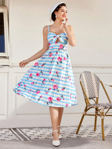 Women'S Floral Print Spaghetti Strap Dress