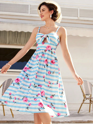 Women'S Floral Print Spaghetti Strap Dress