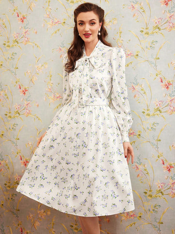 Women'S Floral Shirt And Skirt Two-Piece Set