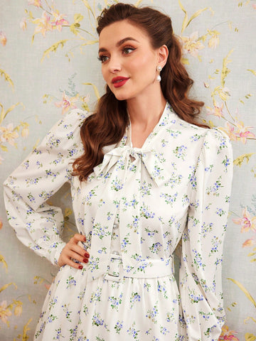 Women'S Floral Shirt And Skirt Two-Piece Set