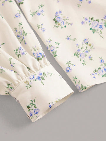 Women'S Floral Shirt And Skirt Two-Piece Set