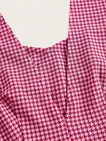 Women'S Houndstooth Plaid Halter Neck Jumpsuit