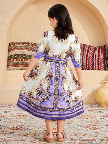 Young Girl Ditsy Floral Casual Dress