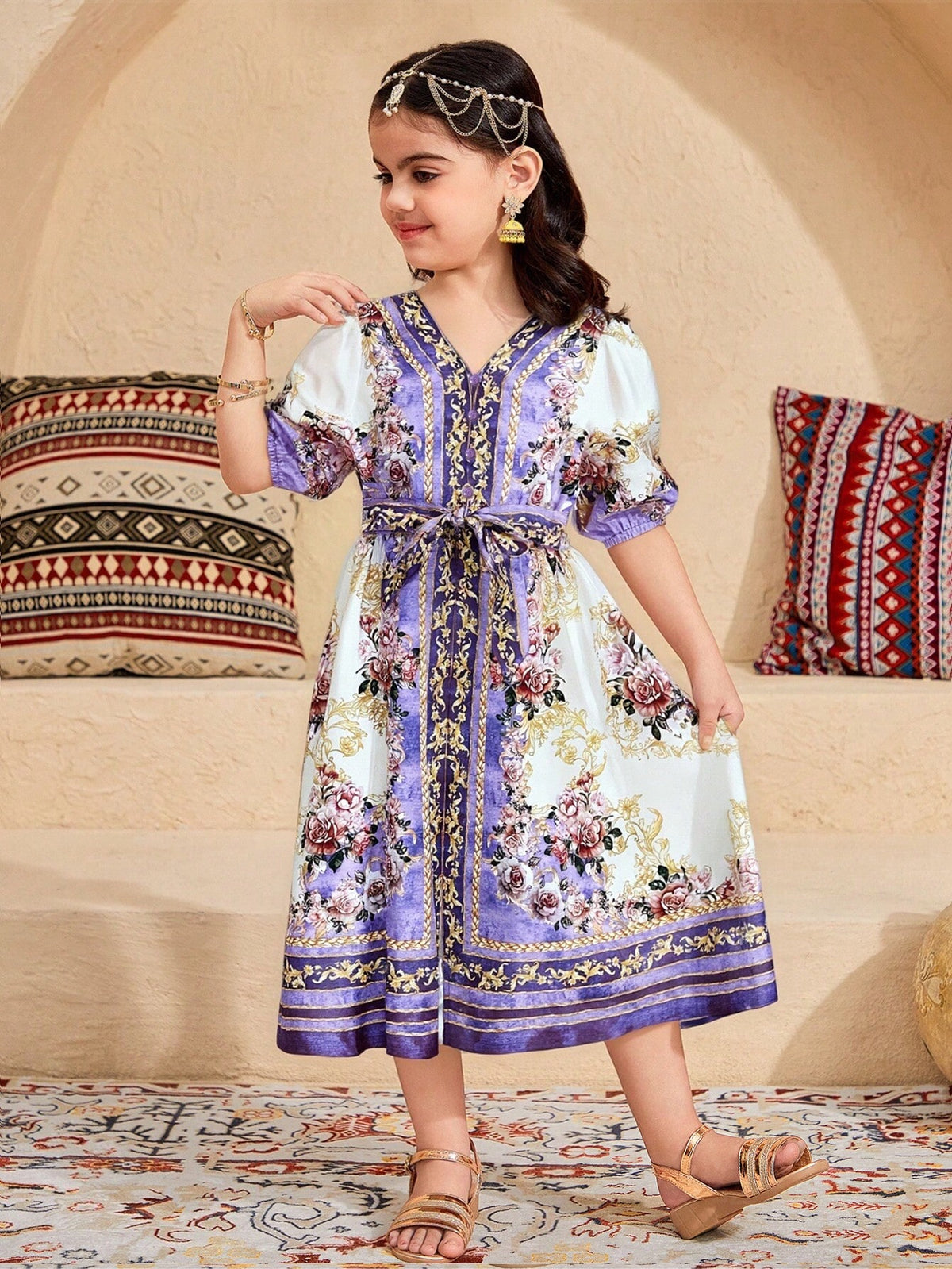 Young Girl Ditsy Floral Casual Dress