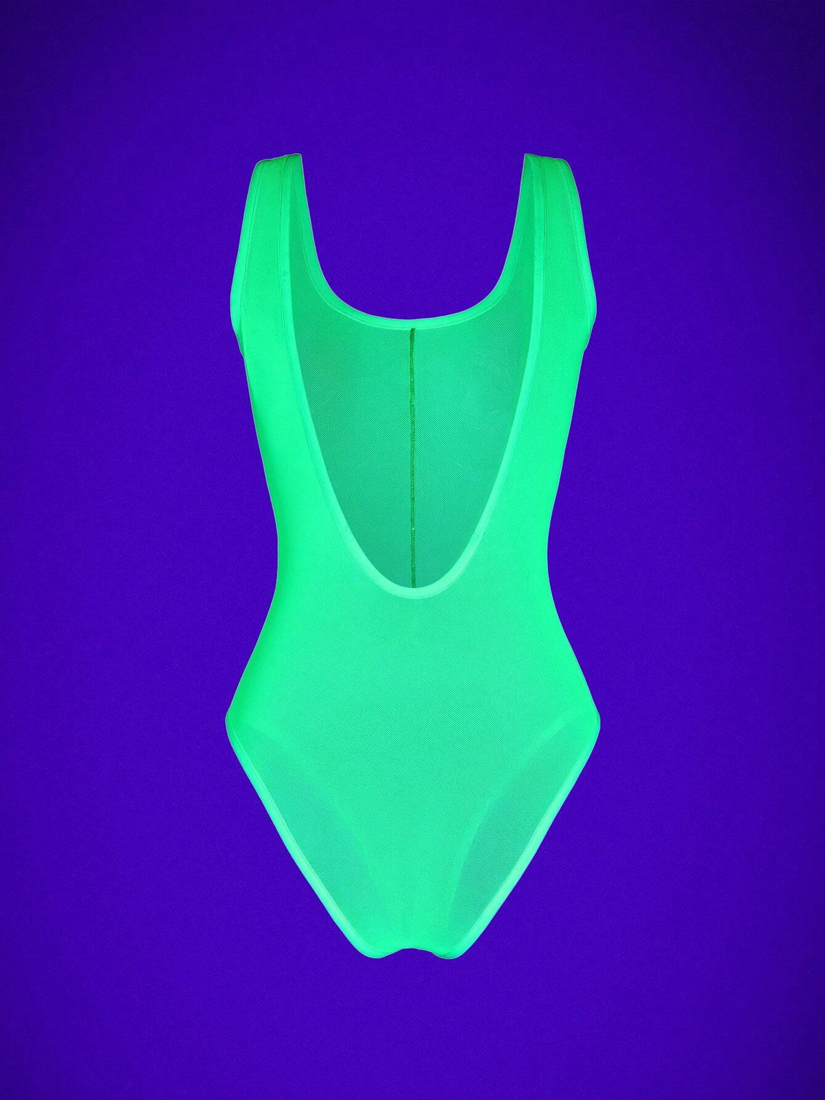 Fluorescent Sleeveless Backless Simple See-Through Bodysuit, Casual Vacation