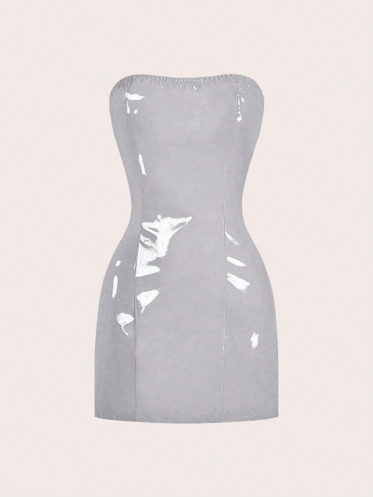 Sleeveless Lacquered PU Bandeau Mini Dress In Red