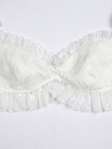 Ladies' Short Cut Frill Trimmed Top And Skirt Set