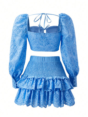 Women's Crop Top With Front Tie And Pencil Skirt Set