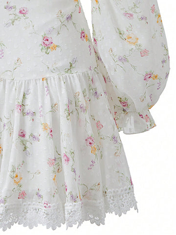 Women's Floral Printed Cropped Top And Skirt Set