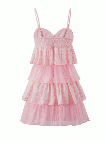 Women's Multi-Layer Ruffle Detail Spaghetti Strap Dress