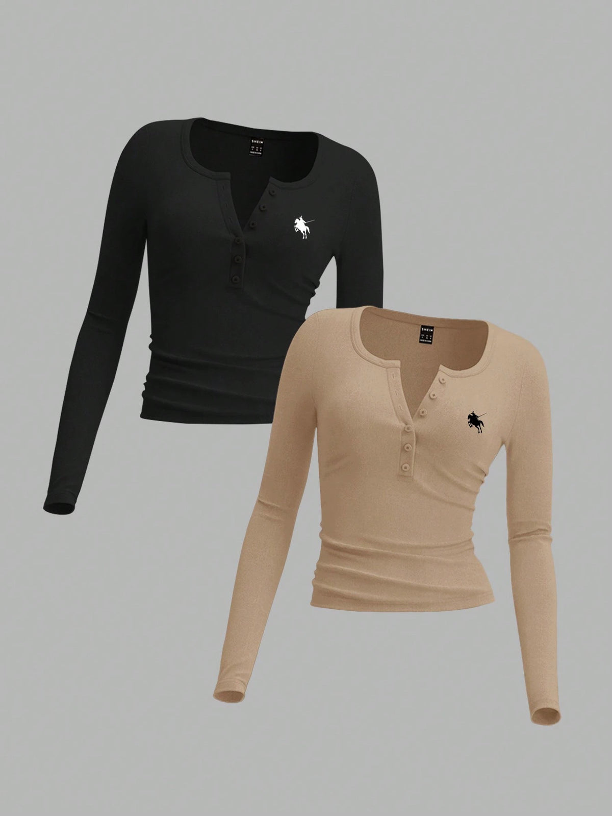 EZwear 1pc Women Tri-Color Knitted Cardigan Long Sleeve T-Shirt, Suitable For Spring And Autumn