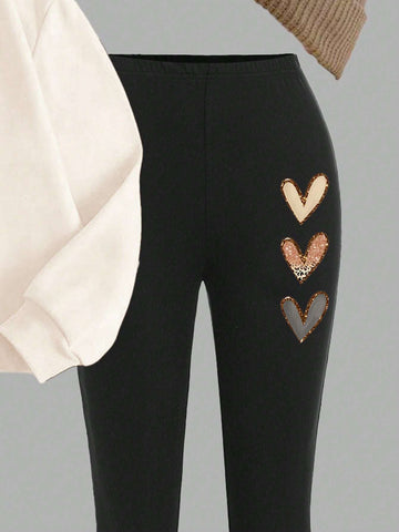 2pcs/Set Casual Loose Crew Neck Sweatshirt And Skinny Legging Pants