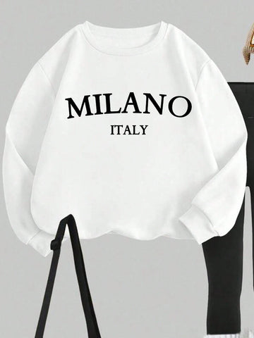 2pcs/Set Loose Round Neck Hoodie And Skinny Leggings