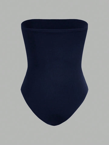 2pcs/Set Women Strapless Bodycon Casual Jumpsuit, Perfect For Summer