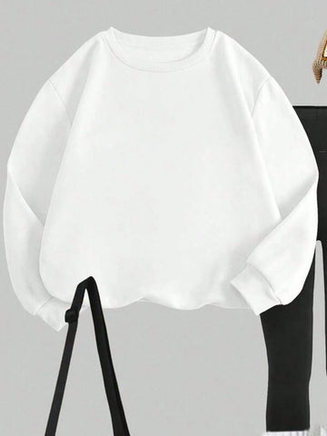 2pcs Set Casual Loose Round Neck Sweatshirt And Tights Legging