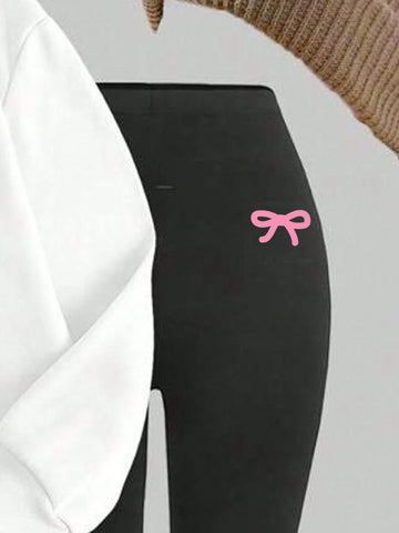 2pcs Set Casual Loose Round Neck Sweatshirt And Tights Legging