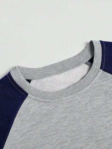 2pcs Women Casual Set - Color Block Crew Neck Long Sleeve Sweatshirt & Pants Suit, Autumn