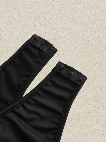 2pcs/set Solid Color Strapless Jumpsuit For Women