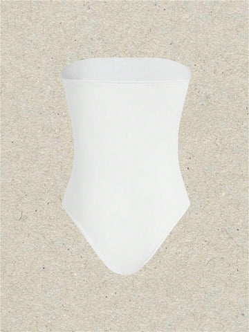 2pcs/set Solid Color Strapless Jumpsuit For Women