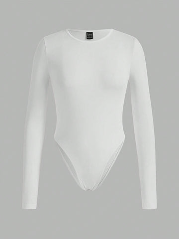 3pcs/Set Casual Round Neck Long Sleeve Bodysuit, Suitable For Summer