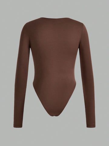 3pcs/Set Casual Round Neck Long Sleeve Bodysuit, Suitable For Summer