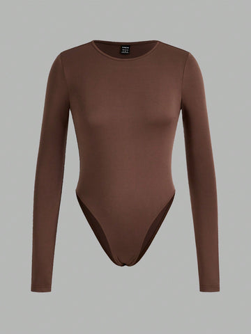 3pcs/Set Casual Round Neck Long Sleeve Bodysuit, Suitable For Summer