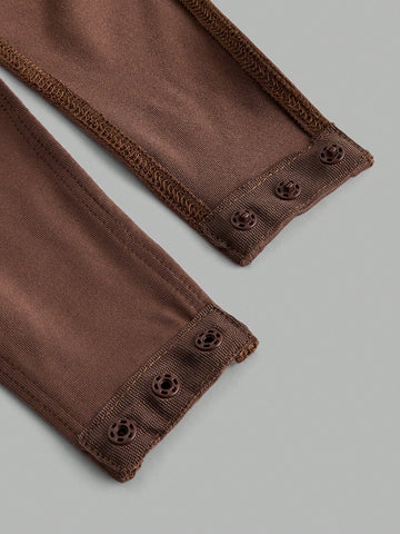 3pcs/Set Casual Round Neck Long Sleeve Bodysuit, Suitable For Summer