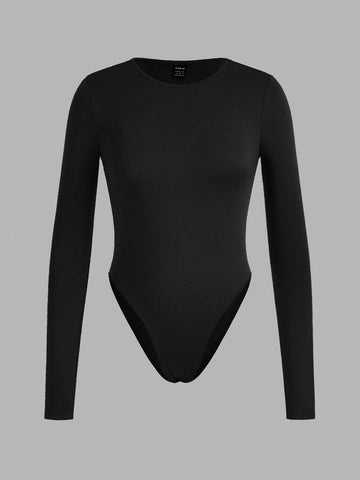 3pcs/Set Casual Round Neck Long Sleeve Bodysuit, Suitable For Summer