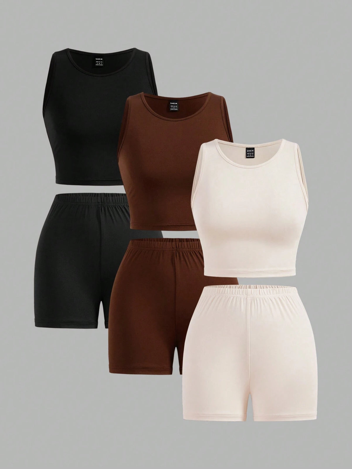 3pcs/Set Casual Solid Color Vest + Letter Print Shorts Outfit, Suitable For Summer