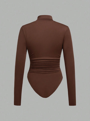 3pcs/Set Knit Women Crew Neck Fitted Bodysuit, Multi-Color