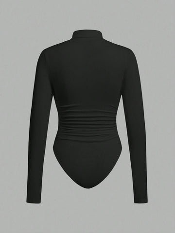 3pcs/Set Knit Women Crew Neck Fitted Bodysuit, Multi-Color