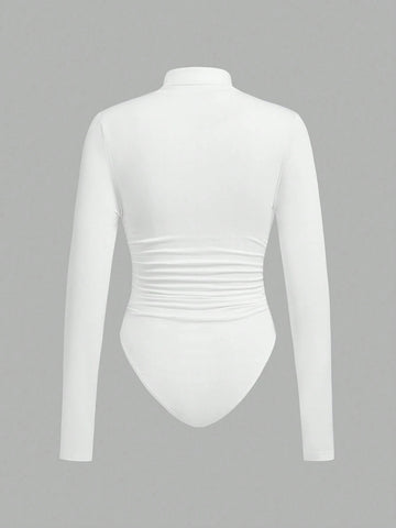 3pcs/Set Knit Women Crew Neck Fitted Bodysuit, Multi-Color