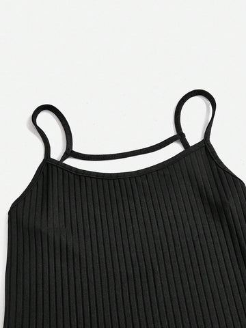 3pcs/Set Ladies' Solid Color Bodycon Jumpsuit Unitard With Spaghetti Straps