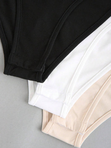 3pcs/Set Summer Casual Solid Color Sleeveless Round Neck Bodysuit