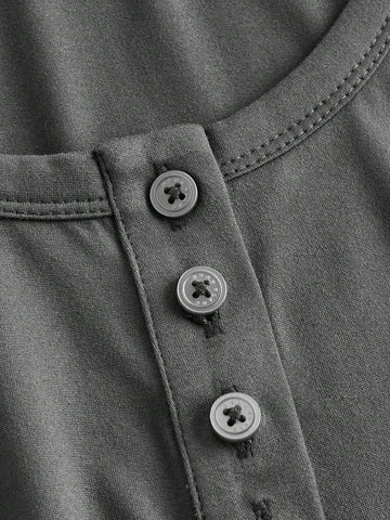 3pcs/Set Women Solid Color Knit Button Half Open Front Long Sleeve Casual Bodysuit, Autumn/Winter