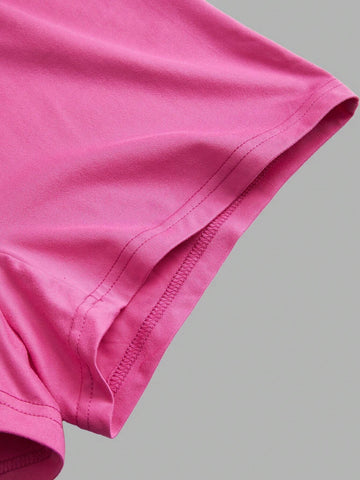 3pcs/Set Women's Multicolor Backless Short Sleeve Crop Top & Tight Casual Jumpsuits, Summer