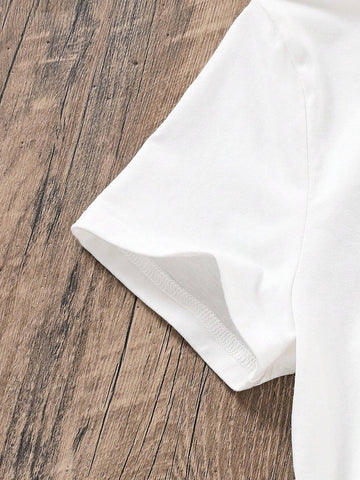 EZwear 3pcs Casual & Minimalist Short Sleeve T-Shirt Set With English Letter Print, Suitable For Summer,