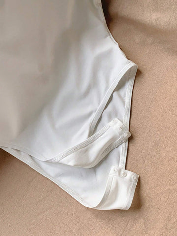 3pcs Solid Round Neck Bodysuit