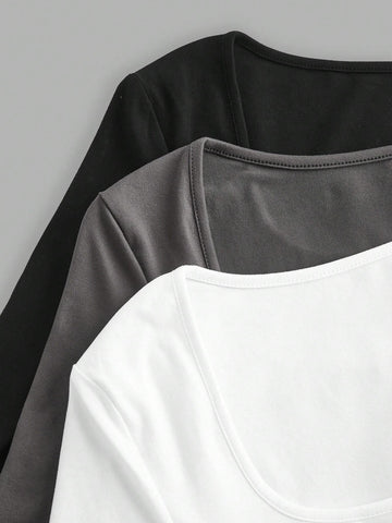 3pcs Women's Turtleneck Long Sleeve Bodysuit Set