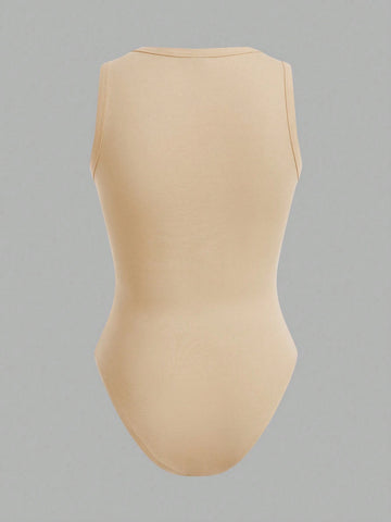 4pcs/Set Tight-Fitting High-Cut Bodysuits With Round Neckline, Perfect For Summer