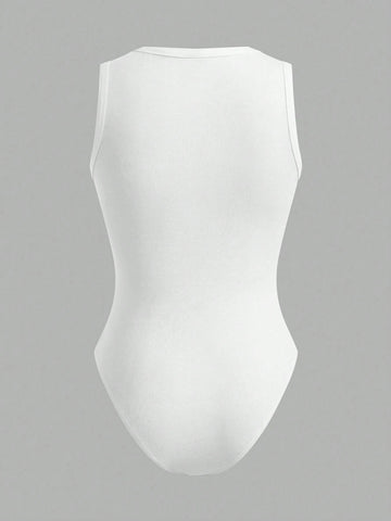 4pcs/Set Tight-Fitting High-Cut Bodysuits With Round Neckline, Perfect For Summer