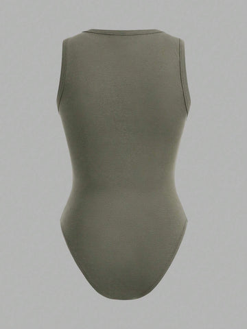 4pcs/Set Tight-Fitting High-Cut Bodysuits With Round Neckline, Perfect For Summer