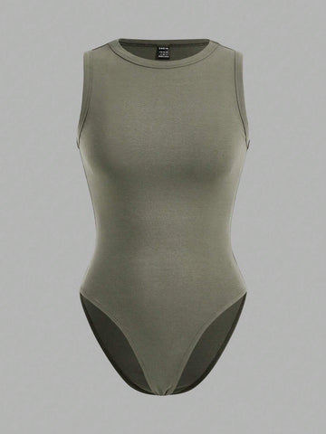 4pcs/Set Tight-Fitting High-Cut Bodysuits With Round Neckline, Perfect For Summer