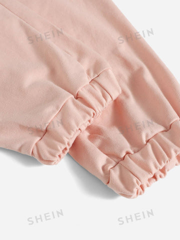 EZwear 4pcs Solid Drawstring Waist Sweatpants