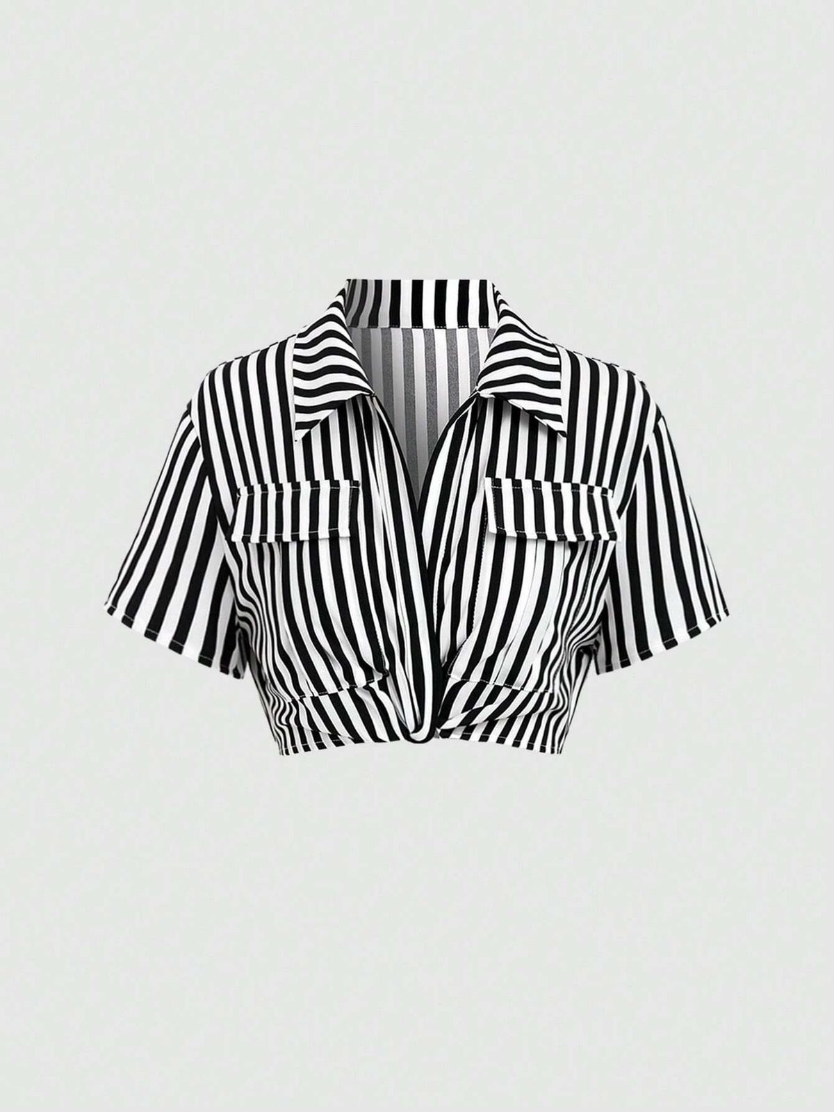 EZwear American Style Spicy Girl Striped Short Slim Fit Women's Shirt