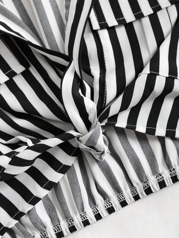 EZwear American Style Spicy Girl Striped Short Slim Fit Women's Shirt